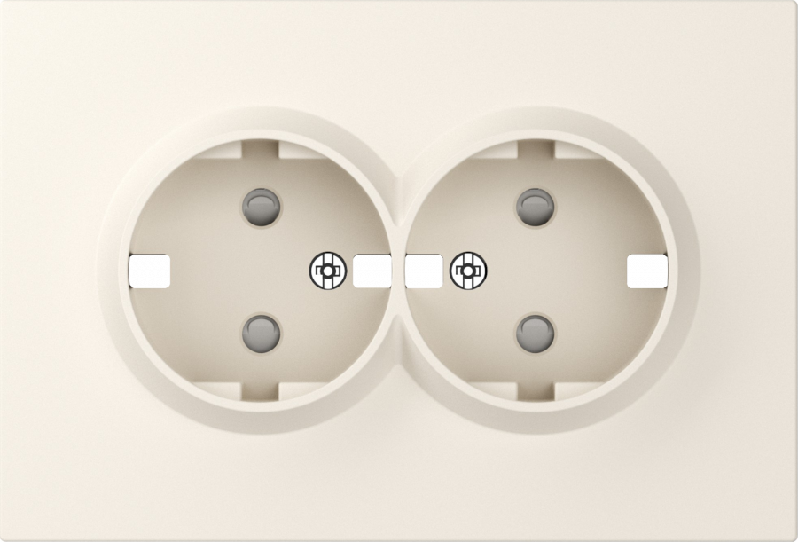Накладка для розетки 2-й с заземлением, со шторками 16A 250 В~, матовый кремовый, серия A07