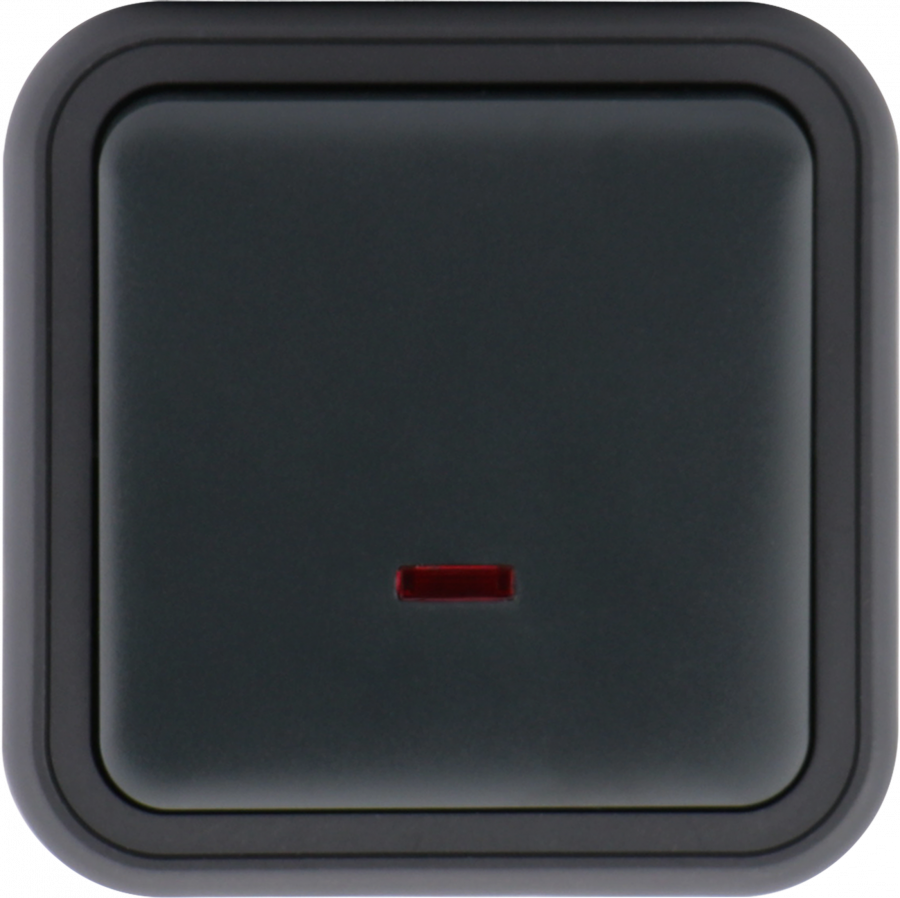Выключатель звонкового типа 1-клавишный накладной, с подсветкой, цвет антрацит, IP55, серия W55