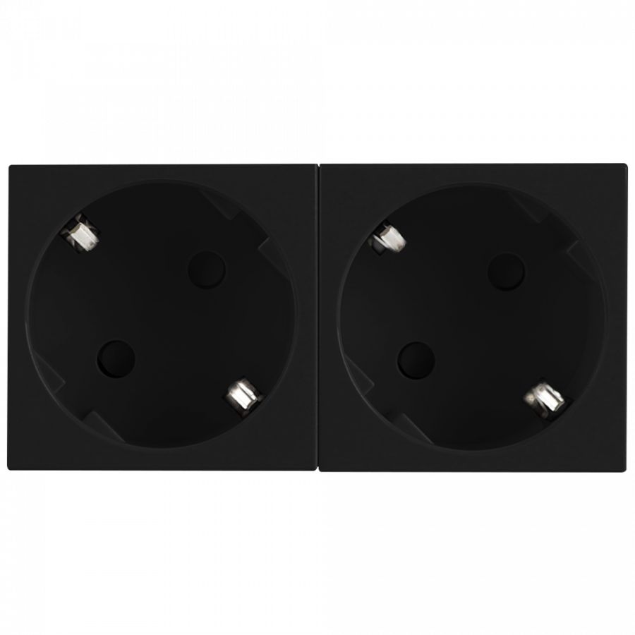 Розетка 2х2К+З нем.ст., 45 гр., с з/ш, черн. (90х45мм), серия (тип) DF6