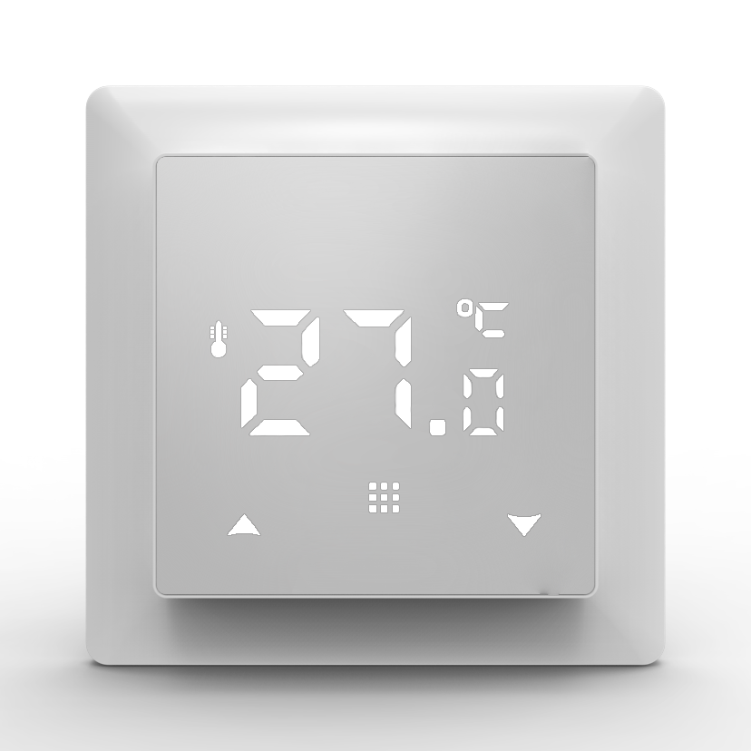 Термостат с датчиком пола с Wi-Fi, программируемый через приложение, 16 A, 55*55 мм, белое стекло