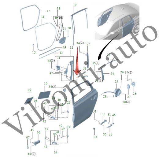 ДВЕРЬ ЗАДНЯЯ ЛЕВАЯ HONGQI H5 II 2022-2025 6201015HF21S2 100% ОРИГИНАЛ