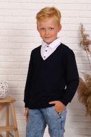 Обманка школа длинный рукав [белый/темно-синий]