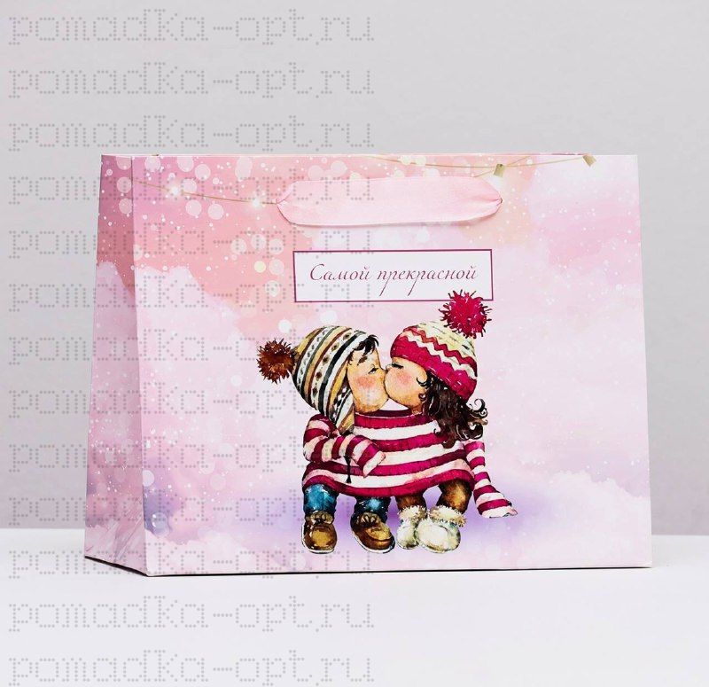 Пакет подарочный ламинированный горизонтальный «Милая парочка», 23×18×10 см