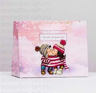 Пакет подарочный ламинированный горизонтальный «Милая парочка», 23×18×10 см