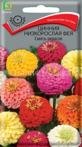 Цинния низкорослая Фея Смесь окрасок, 0,1 г (Поиск)