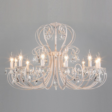 Подвесная люстра Alda 3305/12 белый с золотом/прозрачный хрусталь Strotskis