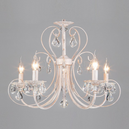 Подвесная люстра Alda 3305/5 белый с золотом/прозрачный хрусталь Strotskis