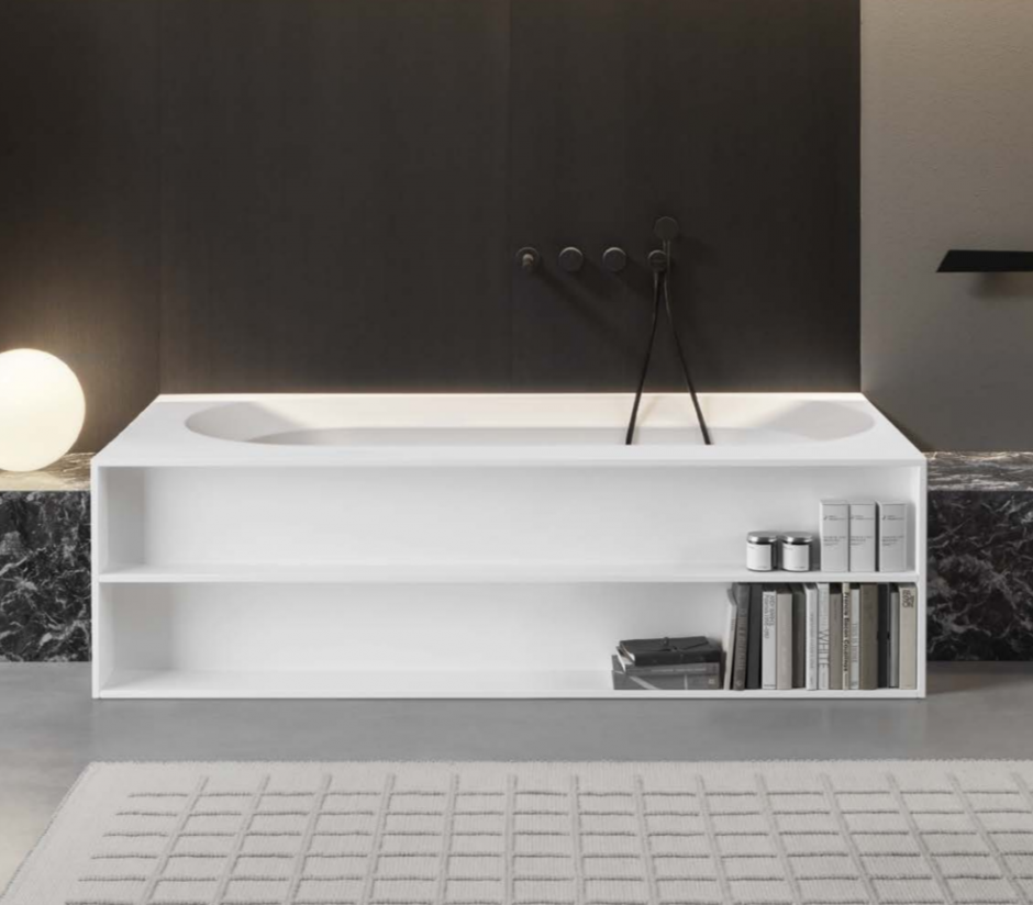 Ванна прямоугольная Antonio Lupi OASI OASI85MC 190х85 см из материала Cristalplant с полками отдельностоящая, пристенная, в нишу или в угол ФОТО