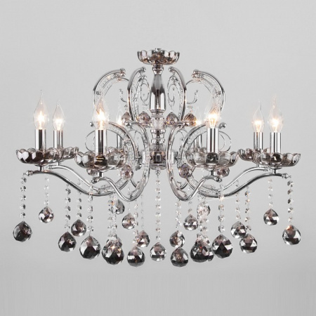 Подвесная люстра Brezza 10107/8 хром/дымчатый хрусталь Strotskis