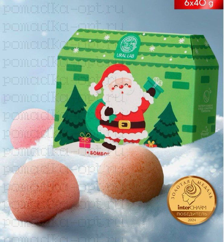 Бомбочки для ванны в домике «Дед Мороз», набор 6 шт. × 40 г,