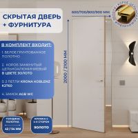 Скрытая дверь LUX с фурнитурой золотой кромкой 2000/2100