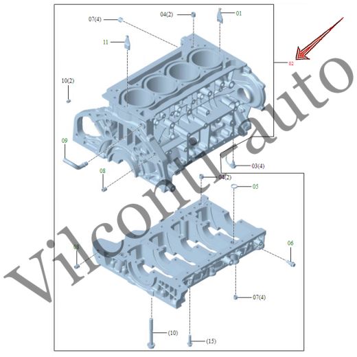 БЛОК ЦИЛИНДРОВ В СБОРЕ HONGQI H5/H6/HS3/HS5/HQ9 1002010-45L 100% ОРИГИНАЛ