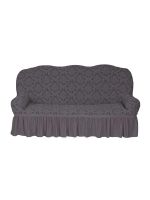 Чехол на 3-х местный диван с оборкой Жаккард, серый