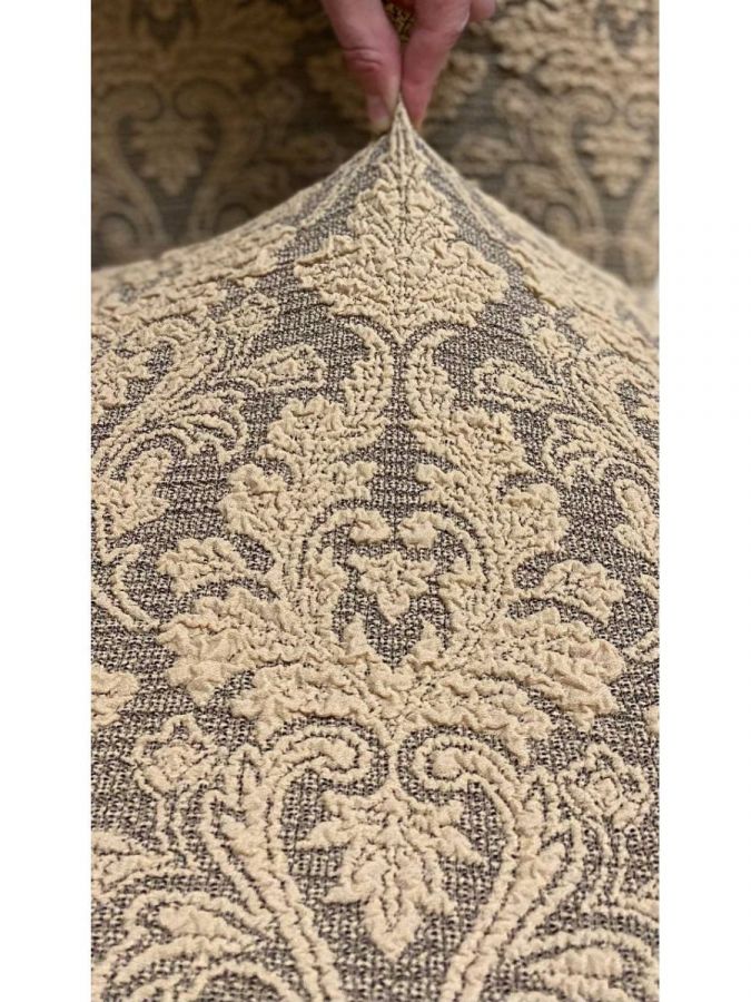 Чехол на 3-х местный диван  без оборки Жаккард  ,Кофе с молоком