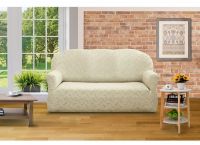 Чехол на 3-х местный диван  без оборки Жаккард  ,Ваниль