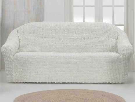 Чехол на 3-х местный диван  без оборки ,Молочный