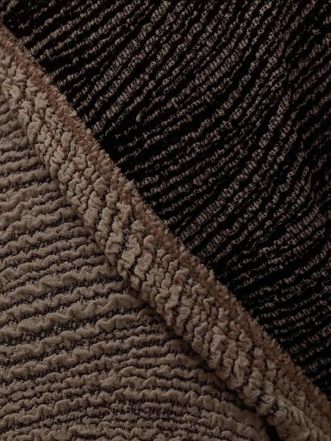 Чехол на 3-местный диван без подлокотников, жаккард, капучино