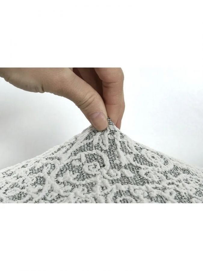 Комплект чехлов на 3-х местный диван и 2 кресла с оборкой Жаккард , молочный