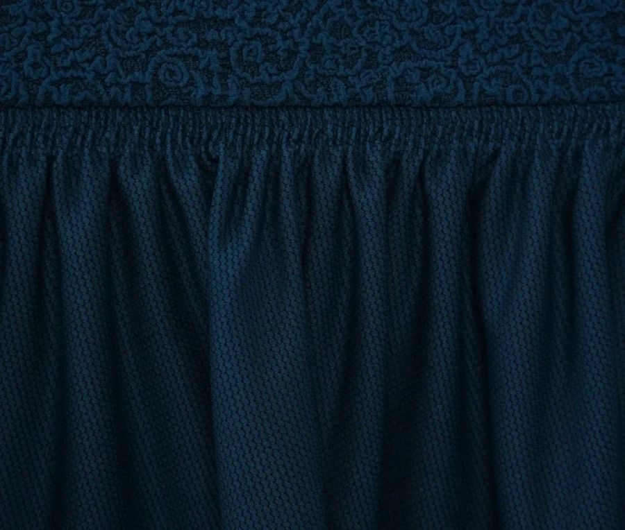 Комплект чехлов на 3-х местный диван и 2 кресла с оборкой Жаккард , темно-синий