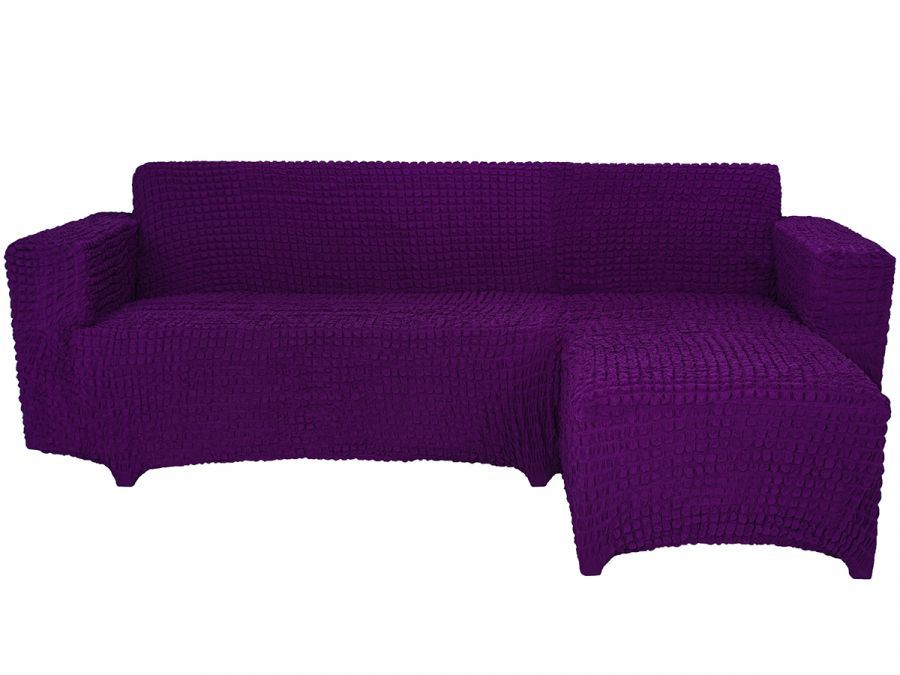 Чехол на угловой диван с оттоманкой правый угол, Фиолетовый