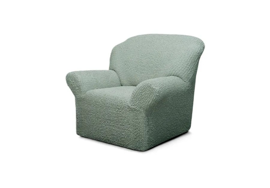 Чехол на кресло  без оборки 1 шт.  Шёлковый Жаккард ,зеленовато-серый