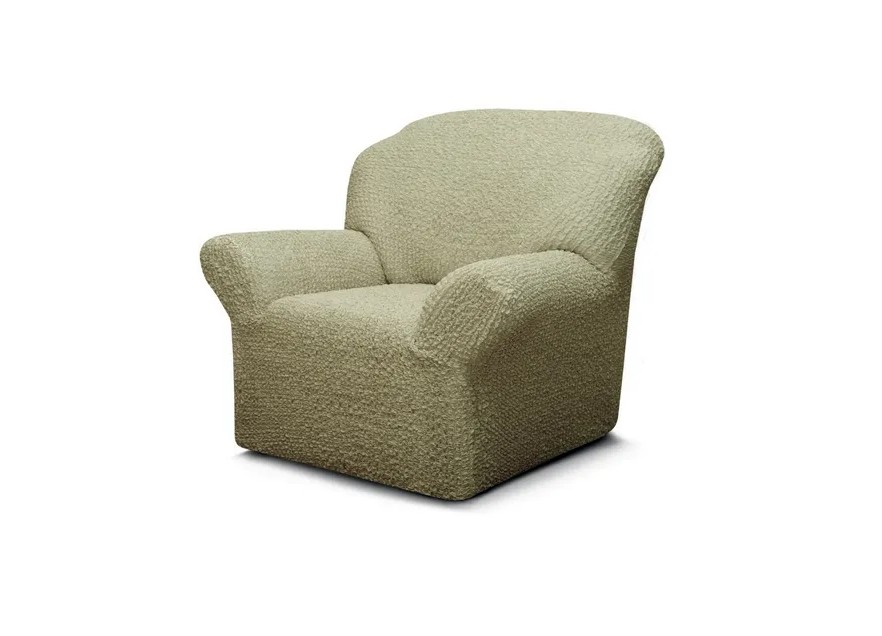 Чехол на кресло  без оборки 1 шт.  Шёлковый Жаккард ,светло-песочный