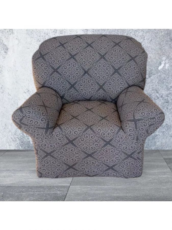 Чехол на кресло без оборки 1 шт. Жаккард , капучино