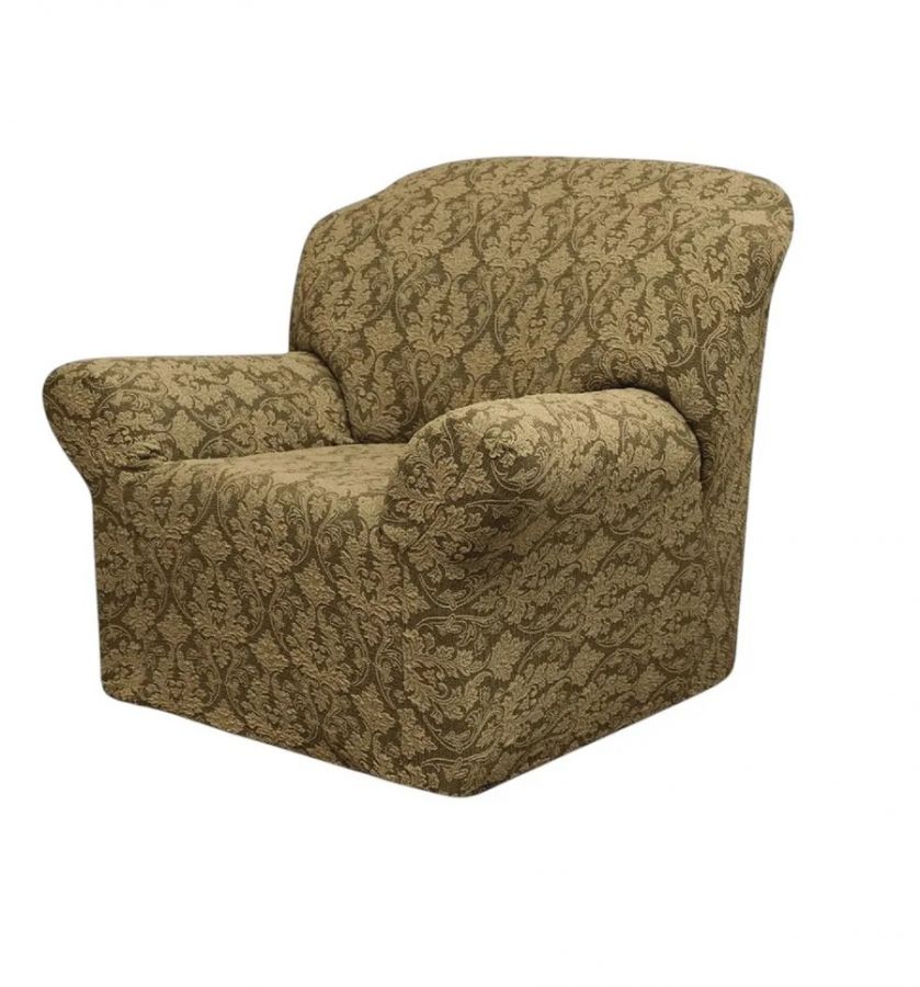 Чехол на кресло без оборки 1 шт. Жаккард ,кофе с молоком