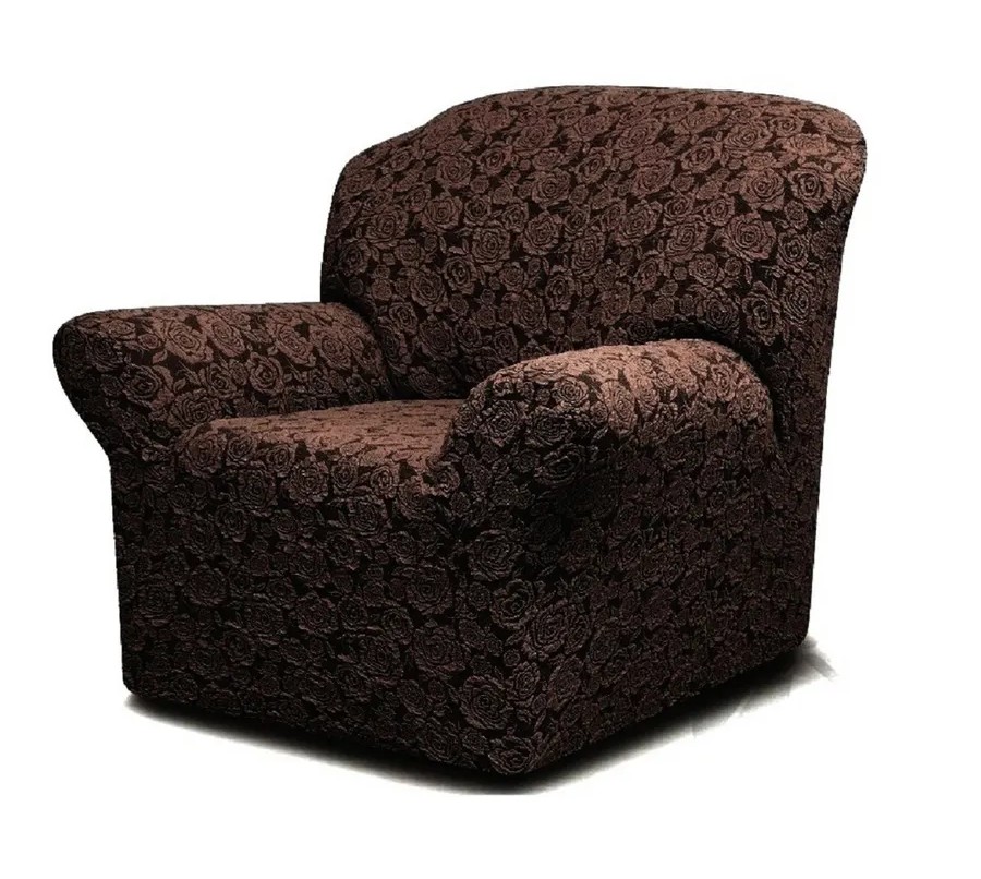 Чехол на кресло без оборки 1 шт. Жаккард , шоколадный