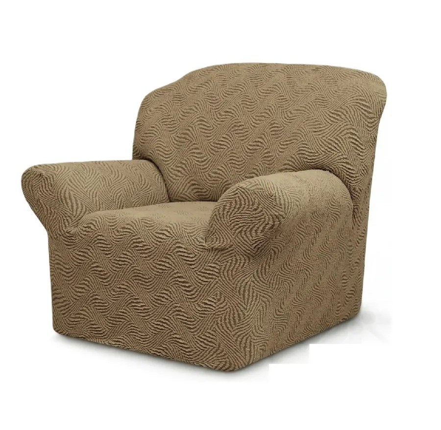 Чехол на кресло без оборки 1 шт. Жаккард , кофе с молоком