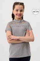 Камелия блузка детская кор. рукав [серый]
