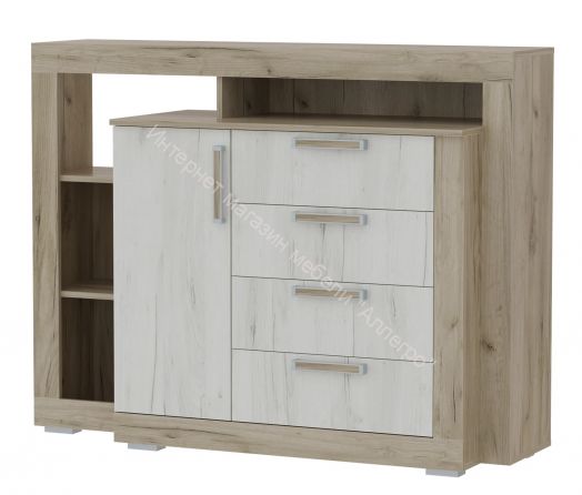 Комод 1 "Ольга 19" Дуб крафт белый/Дуб крафт серый