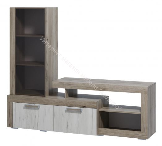 Тумба ТВ 2 "Ольга 19" Дуб крафт белый/Дуб крафт серый