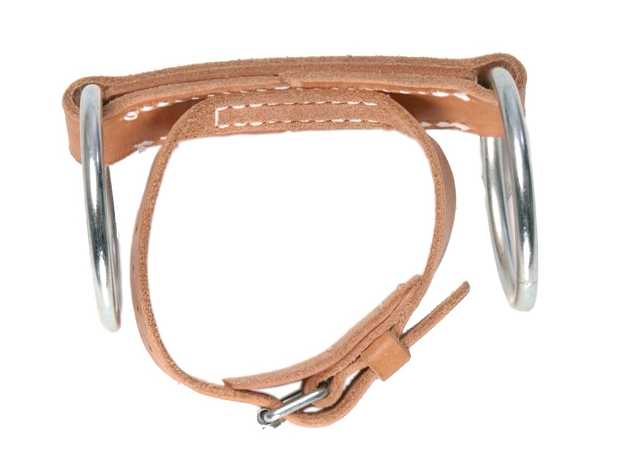 Трензель ЦЕЛЬНО-кожаный, с подгубным ремнем. Грызло 22х3 мм. Кольца 70мм.