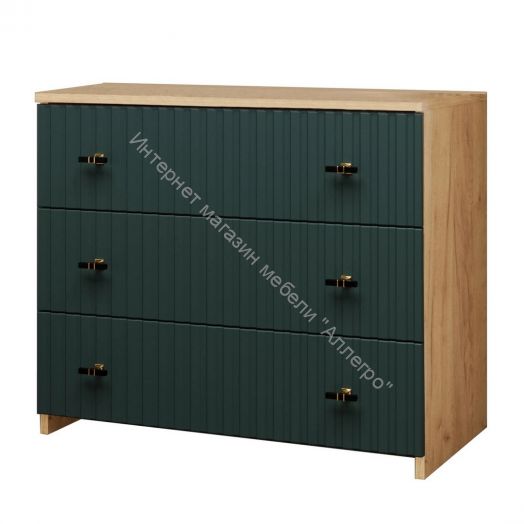 Комод - 5 (Фант) Дуб золотистый/Изумрудное море