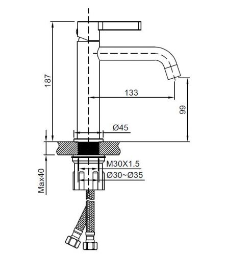 Смеситель для раковины Vincea Villa VBF-1VL1 однорычажный схема 2