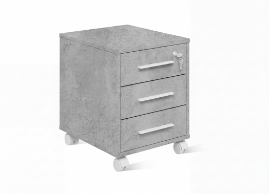 ЛОФТ-6 Тумба подкатная с замком (400х460х500 мм) Бетон / Белый