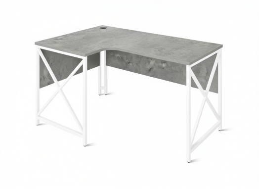 ЛОФТ-3 Стол рабочий эргономичный левый (1350х900-600х750 мм) Бетон / Белый