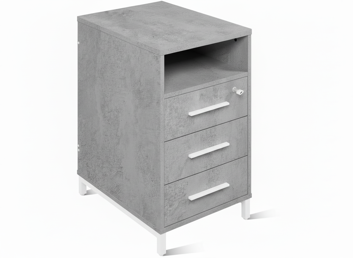 ЛОФТ-5 Тумба приставная с замком (450х600х750 мм) Бетон / Белый