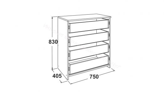 Комод - 4 (Фант) Белый/Белая берёза