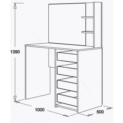 Стол туалетный (Фант) Ясень анкор темный/Ясень анкор светлый