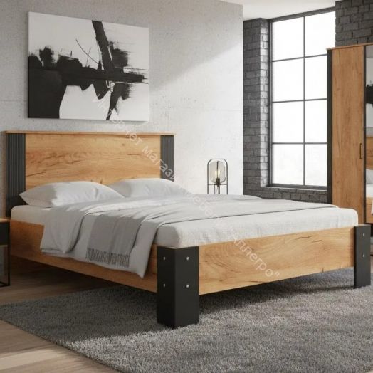 Кровать (1200*2000) Ольга 2 Дуб золотистый/Антрацит