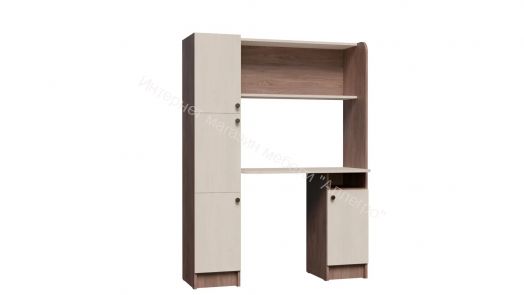 Стол письменный "Омега 2" с надстройкой Ясень анкор светлый/темный