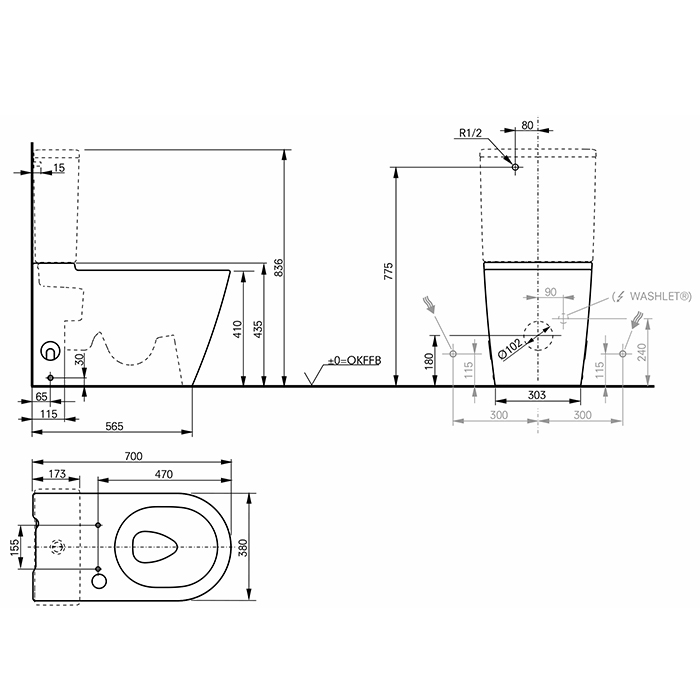 Унитаз моноблок TOTO RP CW561 безободковый ФОТО