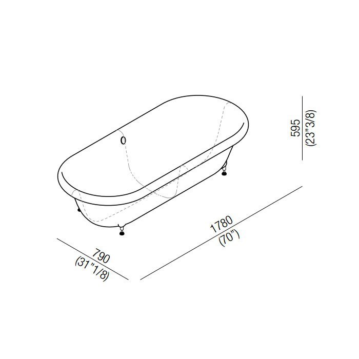 Овальная встраиваемая ванна Agape Ottocento AVAS0968ZZS 178x79 см ФОТО