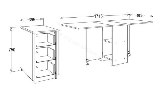 Стол тумба 1 ЛДСП Фант с ящиками Ясень анкор темный