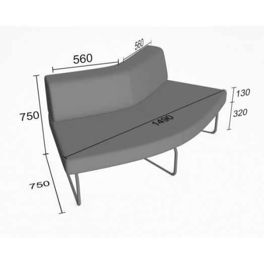 Секция угловая Слендер А 135° выгнутая