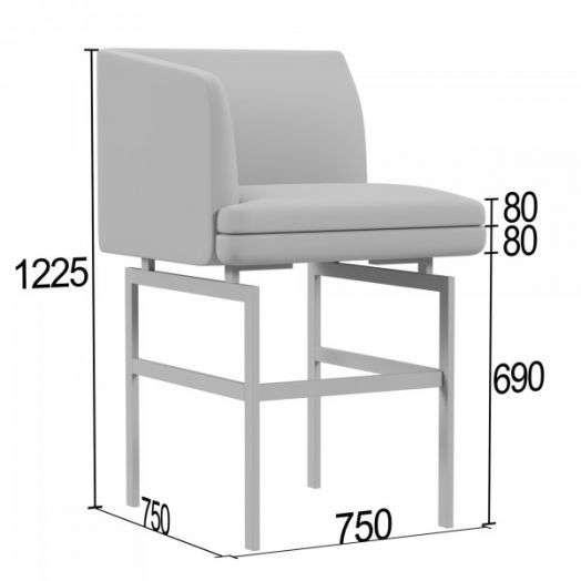 Кресельная секция барная Асмунг А с одним подлокотником