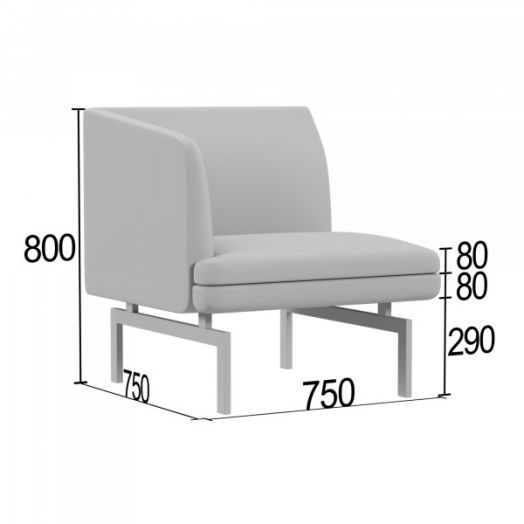 Кресельная секция Асмунг А с одним подлокотником