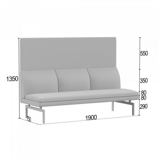 Диванная секция Асмунг В тройная без подлокотников